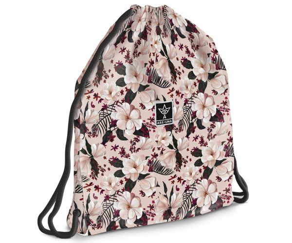 Ars Una: Flowery Pink sac de sport pentru adolescenți cu flori, 37,5x46cm