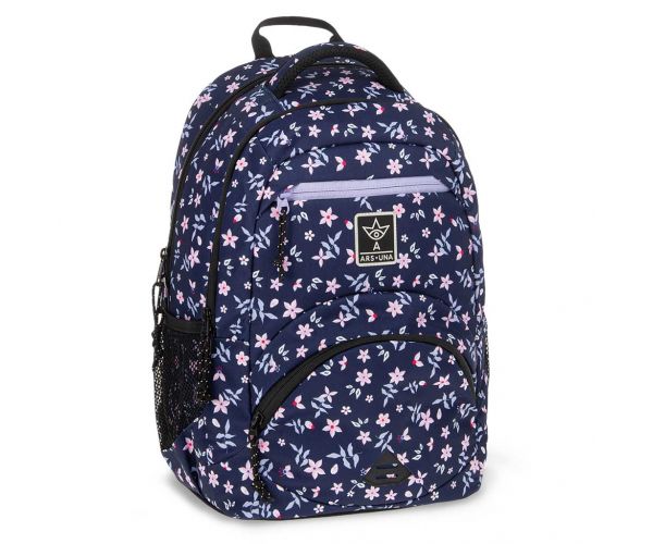 Ars Una: Navy Bloom geantă școlară ergonomică, rucsac 27 L
