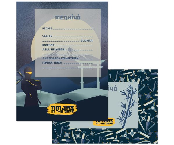 Ars Una Ninjas in the Dark invitație de petrecere cu plic, set de 10 bucăți