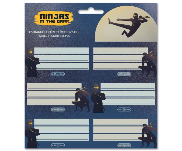 Ars Una: Ninjas in the dark etichete pentru caiete ambalate 3x6 bucăți