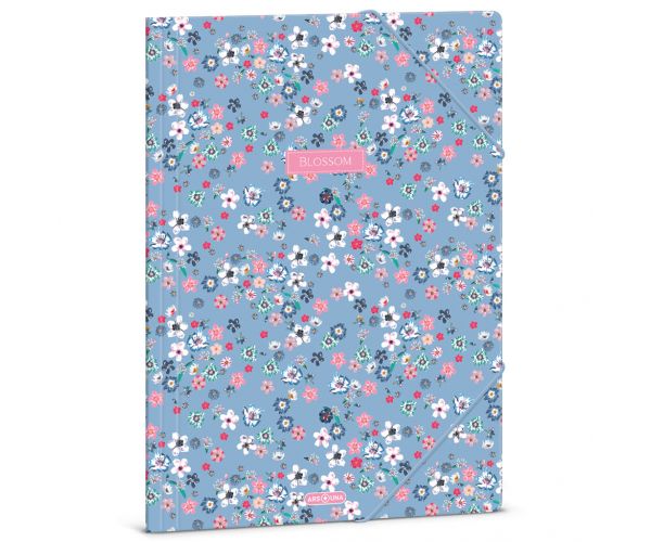 Ars Una: Pearl Blossom Blue mapă cu flori și elastic A/4