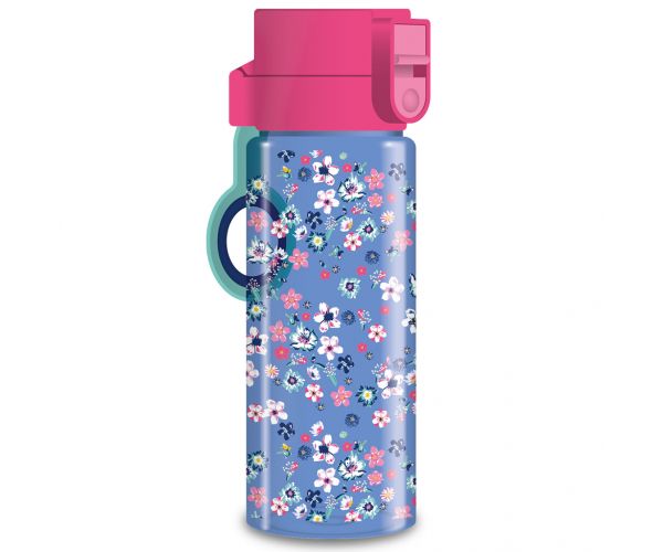 Ars Una: Pearl Blossom Blue sticlă de apă fără BPA cu flori, 475ml
