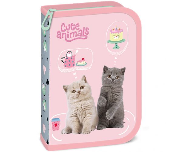 Ars Una: Petrecere de ceai cu animale drăguțe — penar pliabil căptușit cu pisici, 12,8x19,3x3,6 cm