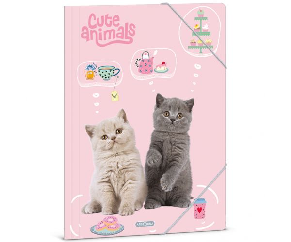 Ars Una: Petrecere de ceai cu animale drăguțe, dosar cu elastic cu pisici, format A4