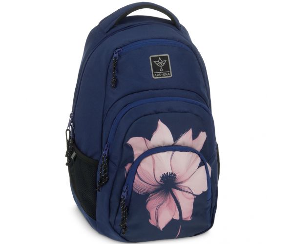 Ars Una: Rucsac școlar Pink shade cu flori AU-2, 32x46x22 cm