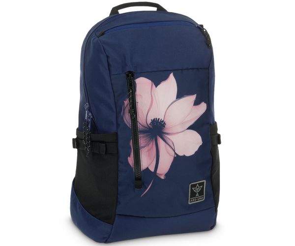 Ars Una: Rucsac școlar cu flori, nuanță roz AU-17, 32x47x18cm