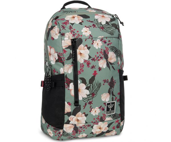 Ars Una: Rucsac școlar verde cu flori AU-17 32x47x18cm