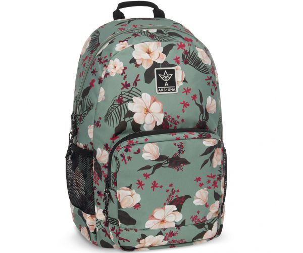 Ars Una: Rucsac școlar verde floral AU-14 32x51x25cm