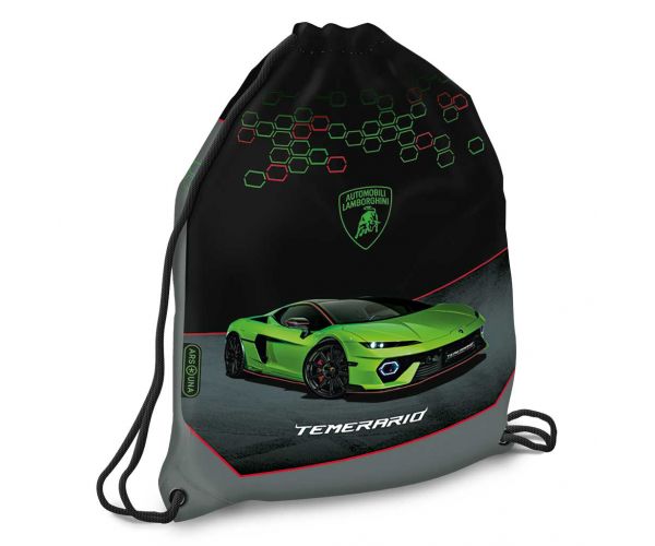 Ars Una: Sac de sport verde cu Lamborghini, 32x42 cm