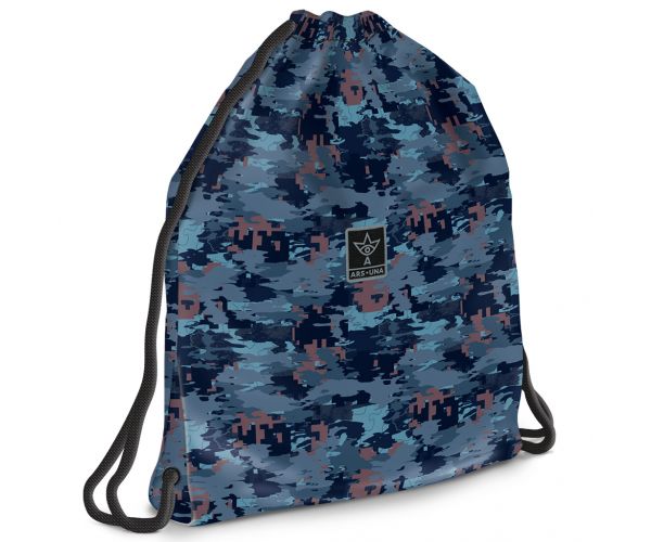 Ars Una: Săculeț de sport cu model camuflaj albastru Hyde, 37,5x46cm