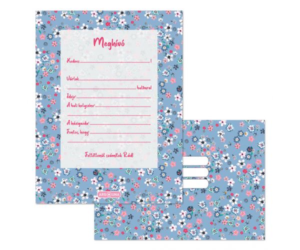 Ars Una: Set de invitații Pearl Blossom Blue, 10 bucăți, cu plicuri.