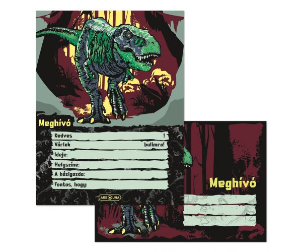 Ars Una: Set de invitații T-rex, 10 bucăți cu plicuri