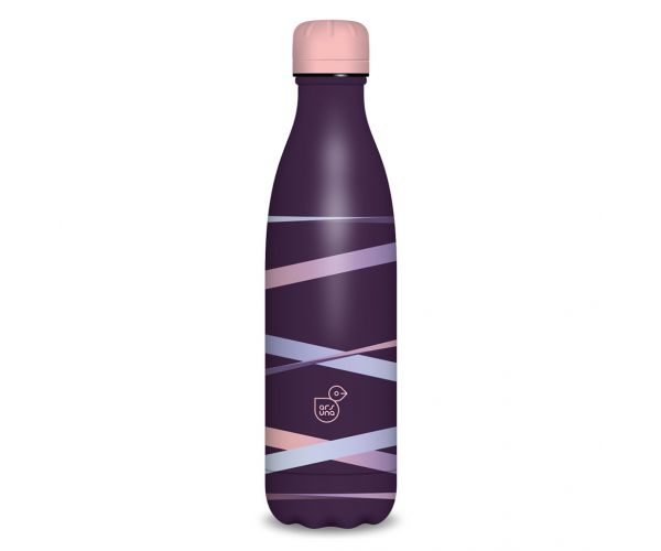 Ars Una: Sticlă metalică cu perete dublu Ribbon mov 500ml