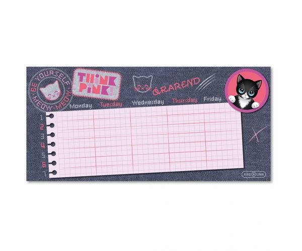 Ars Una: Think Pink — orar drăguț cu pisici, pe o singură foaie, tipărit față-verso