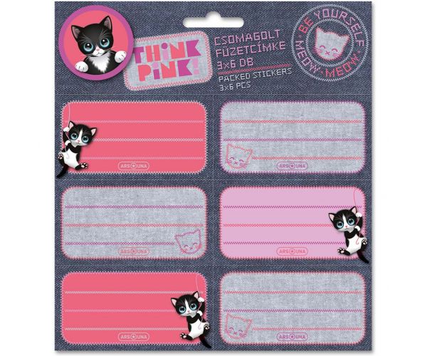 Ars Una: Think Pink etichete pentru caiet ambalate 3x6 buc.