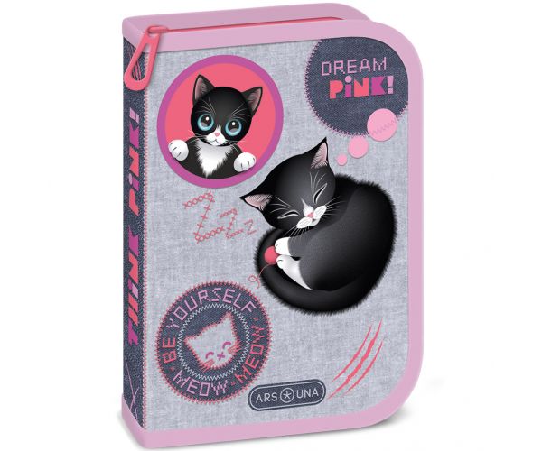 Ars Una: Think Pink penar pliabil umplut cu pisici 12,8x19,3x3,6 cm