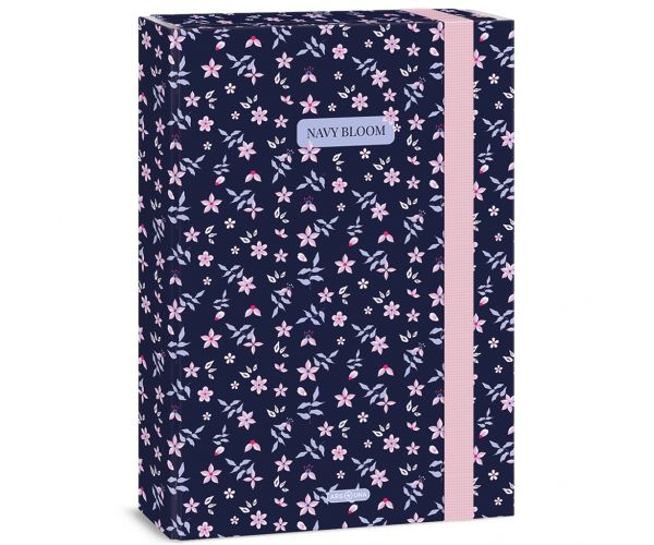 Ars Una: cutie pentru caiete A4, model floral Navy Bloom