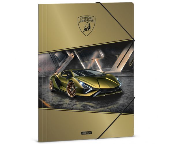 Ars Una: dosar cu elastic Lamborghini galben, format A4