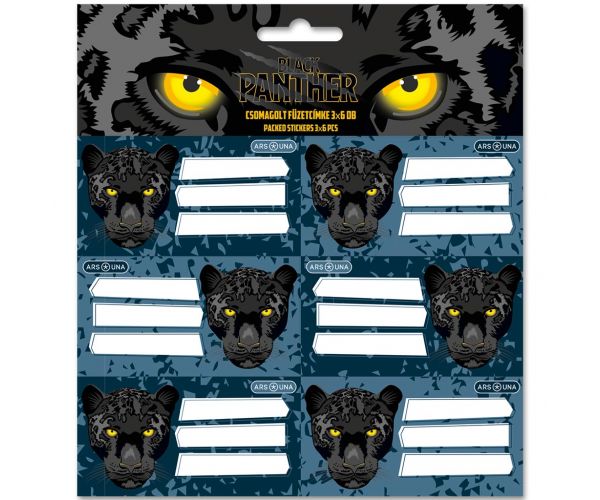 Ars Una: etichete pentru caiete Black Panther, pachet 3x6 buc.