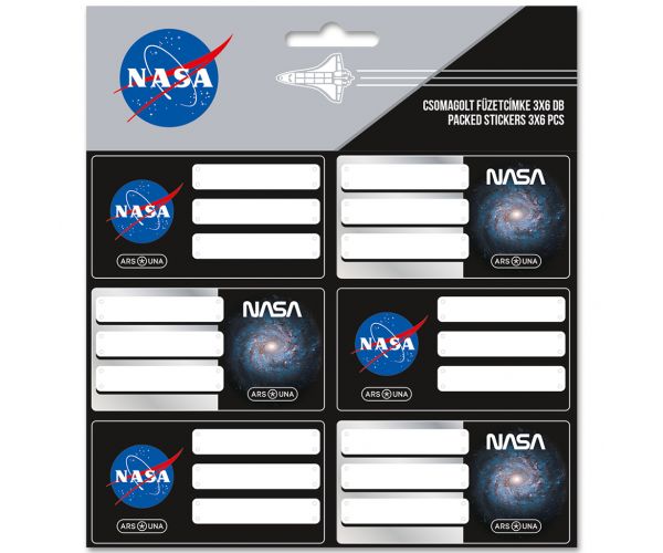 Ars Una: etichete pentru caiete cu model NASA, ambalate, 3x6 buc.