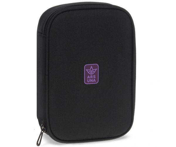 Ars Una: penar pentru fete, negru-mov, cu mai multe compartimente, 15,5x22,5x4,5 cm