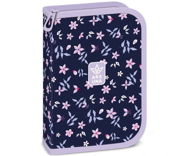 Ars Una: penar pliabil capitonat cu model floral Navy Bloom, 12,8x19,3x3,6 cm