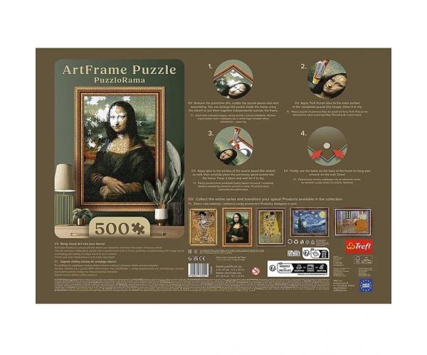 ArtFrame: Leonardo Da Vinci - Mona Lisa puzzle de 500 piese cu ramă - Trefl