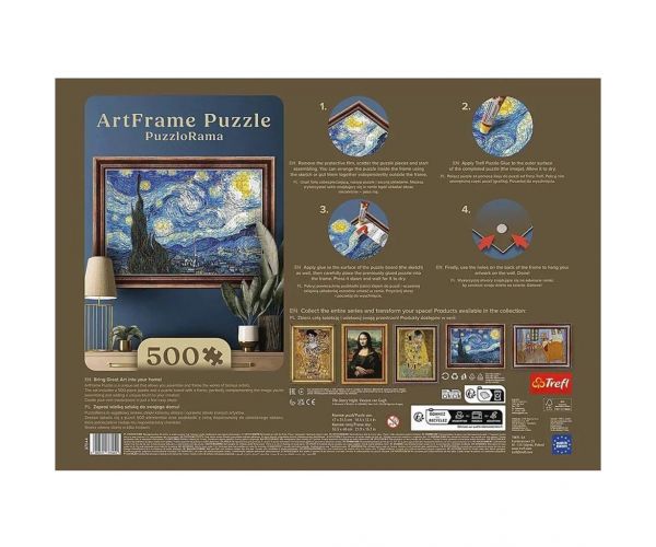 ArtFrame: Van Gogh - Noapte înstelată puzzle de 500 de piese cu ramă - Trefl