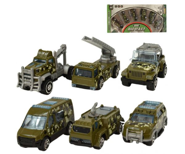 Army Die-Cast: Katonai 6 db-os kisautó szett