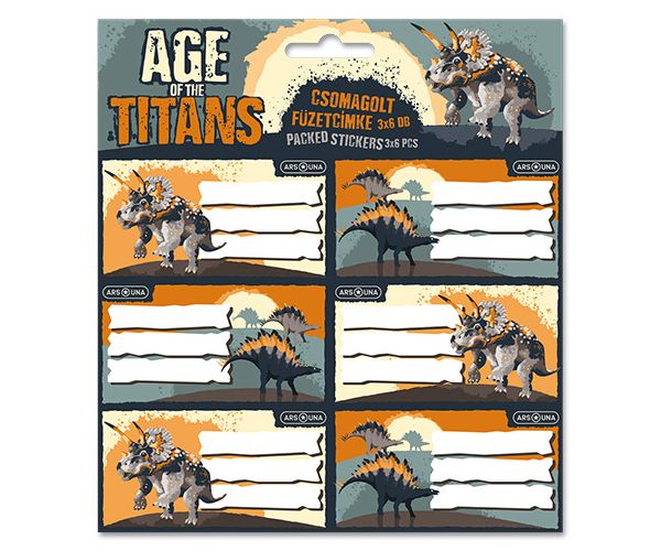 Ars Una: Age of the Titans dinozaur model etichete caiet 3x6 bucăți