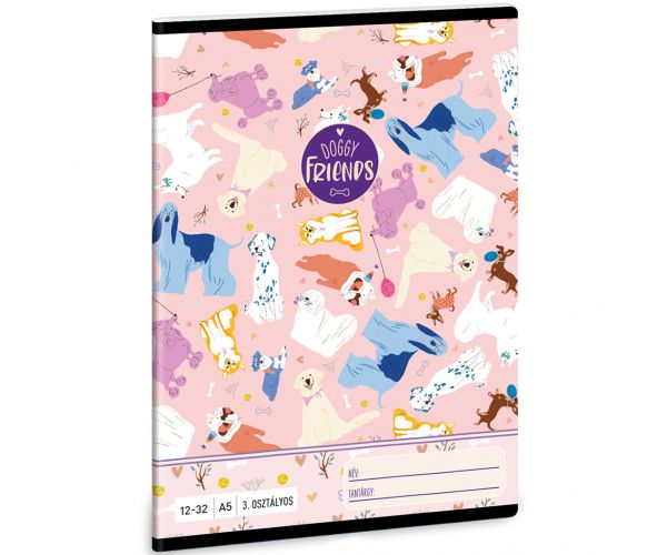 Ars Una: Doggy Friends - câine caiet cu linii pentru clasa 3-a 32 file A5