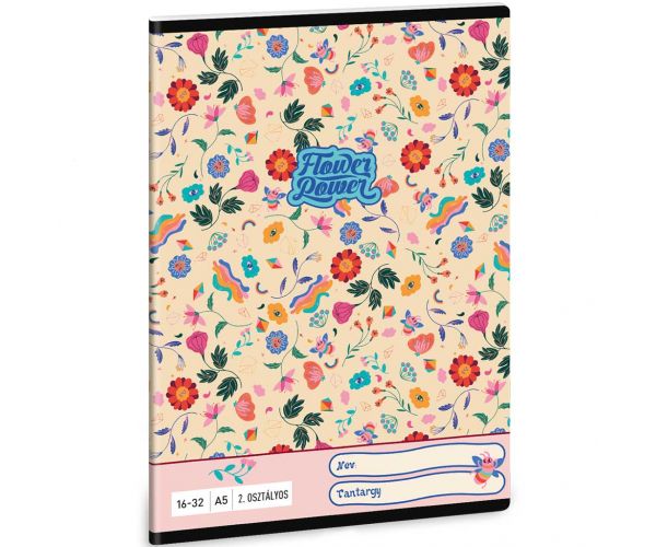 Ars Una: Flower Power model de flori caiet cu linii pentru clasa 2-a 32 file A5