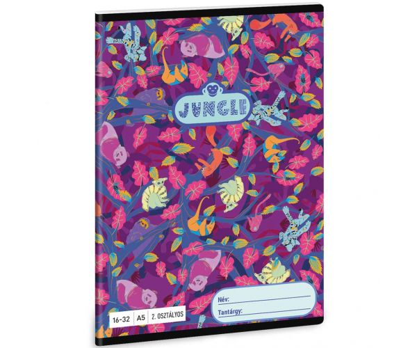 Ars Una: Jungle - Junglă animal model caiet cu linii pentru clasa 2-a 32 file A5