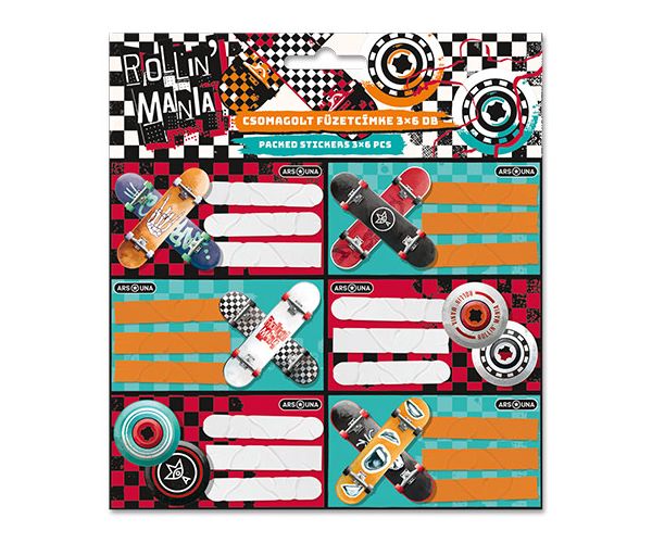 Ars Una: Rollin Mania design etichete caiet 3x6 bucăți