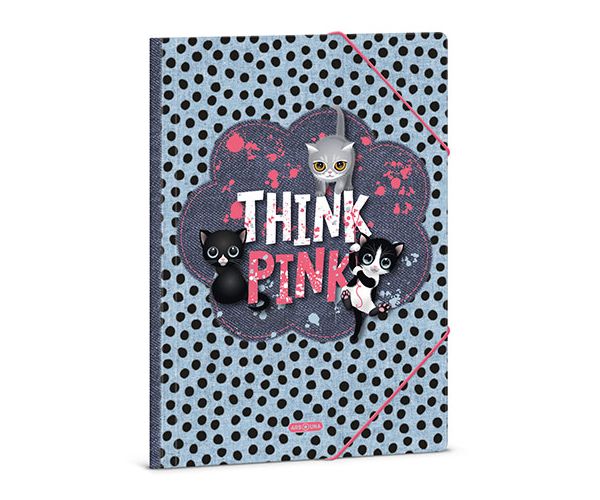 Ars Una: Think Pink Cat mapă cu elastic A4