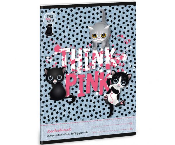 Ars Una: Think Pink pisică simpatică caiet de teme 38 pagini A5