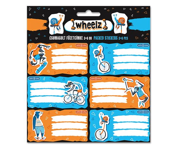 Ars Una: Wheelz etichete caiet 3x6 bucăți