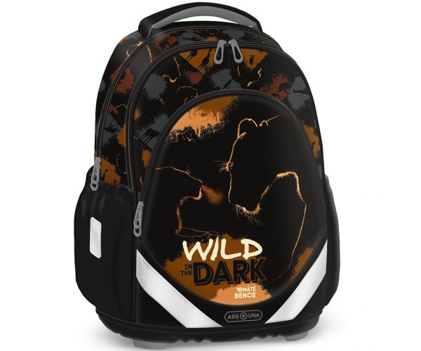 Ars Una: Wild in the dark ghiozdan școlar anatomic cu leu, 33×42×21 cm