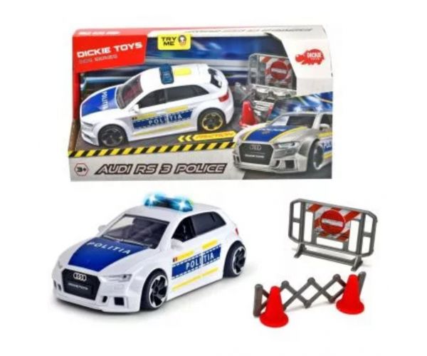 Audi RS 3 mașină de poliție cu efecte de lumină și sunet 24cm - Dickie Toys