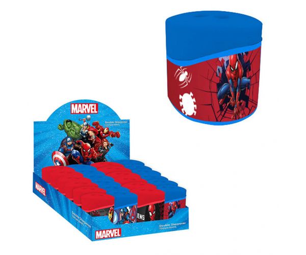 Avengers recipient din plastic ascuțitoare cu 2 găuri cu model Spider-Man