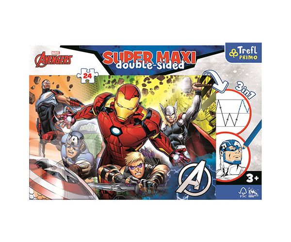 Avengers SuperMaxi cu două fețe 3 in 1 puzzle 24 bucăți