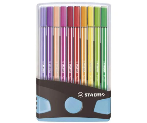 Stabilo: Pen 68 ColorParade set 20 bucăți în suport care deschide culoarea albastru deschis