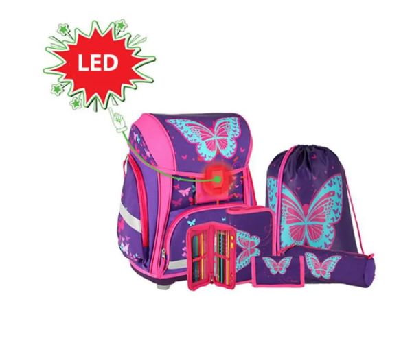 Spirit: Butterfly 3D model cu LED rucsac, ghiozdan 5 bucăți set
