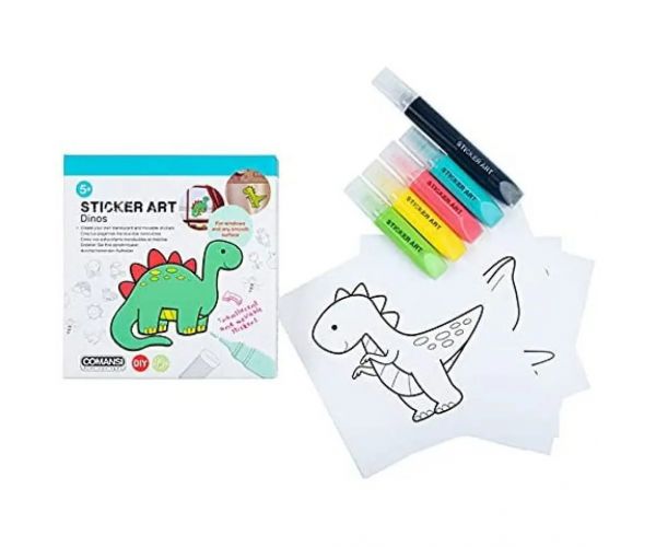Sticker Art: set abțibild dinozauri se poate colora - Comansi