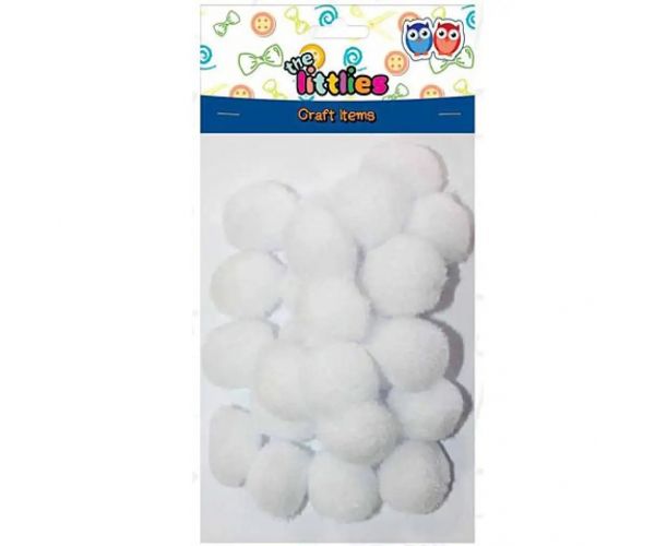Pompon set alb 25mm 25 bucăți