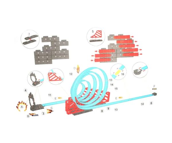 Racing Track 32 bucăți Set pistă de curse cu buclă spirală și 2 mașini 1/64