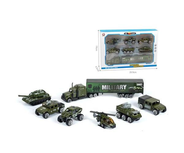 Set vehicule militare cu camion 7 bucăți set