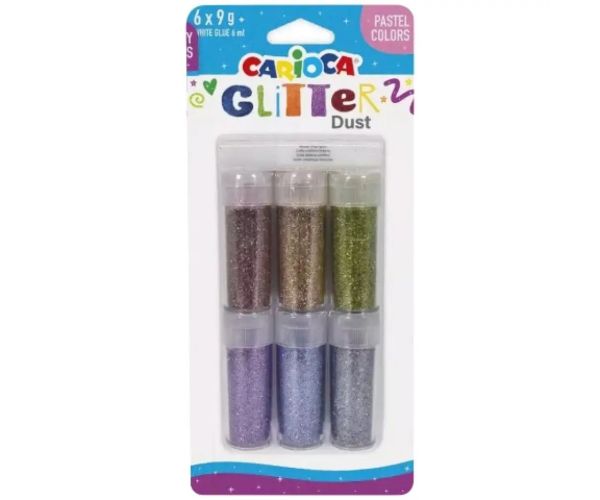 Carioca: Glitter Dust 6 bucăți set praf de sclipici în tub - Culori de pastel