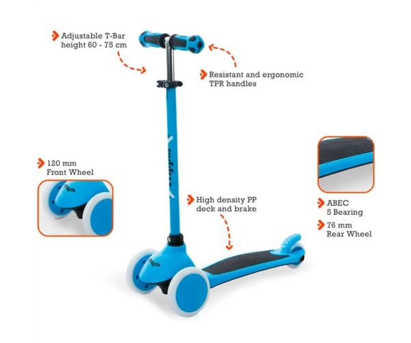 On and Go trotinetă trei roți culoarea albastră - Mondo Toys