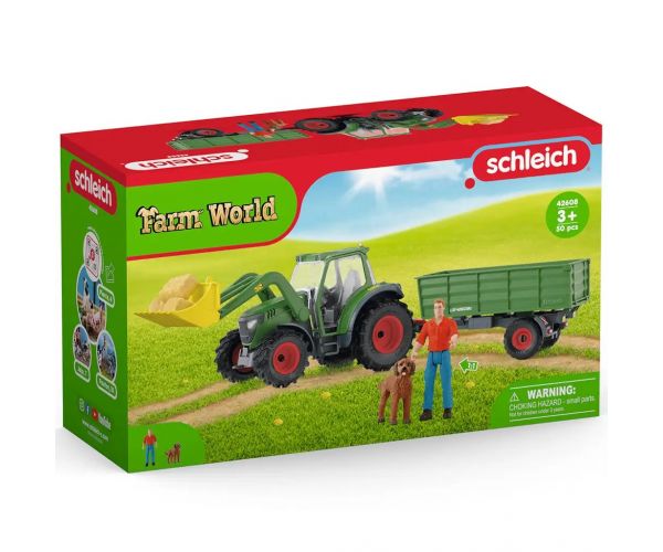 Schleich: Farm World - Set de joc cu tractor și remorcă (42608)